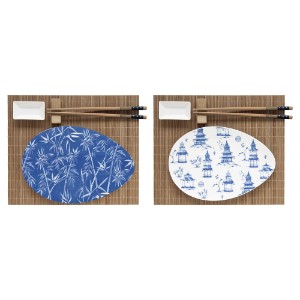 Nuova R2S - "PAGODA" Sushi készlet, porcelán, bambusz tartóval és pálcikákkal
