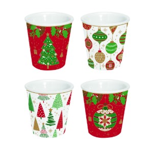 4 db kávéscsésze készlet, porcelán, 100 ml, "JINGLE BELLS" - Easy Life