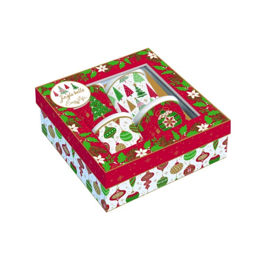 4 db kávéscsésze készlet, porcelán, 100 ml, "JINGLE BELLS" - Easy Life