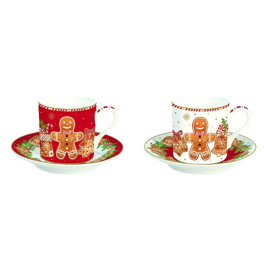 2 db teáscsésze készlet csészealjakkal, porcelán, 100 ml, "Fancy Gingerbread" - Nuova R2S