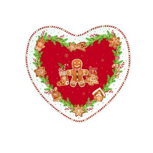 Szív alakú tál, porcelán, 20 × 19 cm, "Fancy Gingerbread" - Nuova R2S