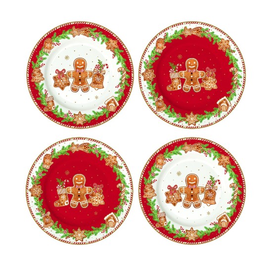 4 desszertlapból álló készlet, porcelán, 19 cm, "Fancy Gingerbread" - Nuova R2S