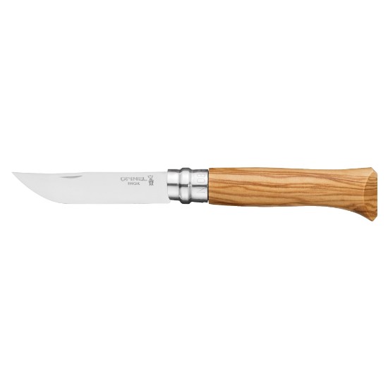 Opinel - "Tradition Luxe"  N°08 zsebkés tokkal, rozsdamentes acél, 8,5 cm, Olive