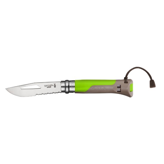 Opinel - "Outdoor" Zsebkés síppal N°08, rozsdamentes acél, 8,5cm, Green 