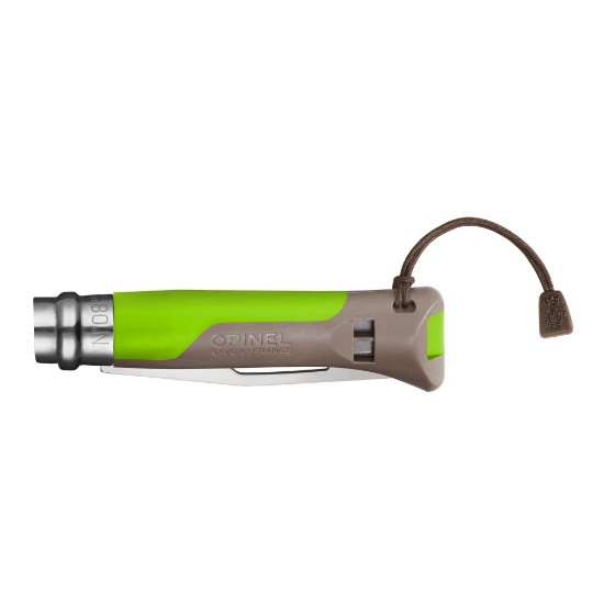 Opinel - "Outdoor" Zsebkés síppal N°08, rozsdamentes acél, 8,5cm, Green 