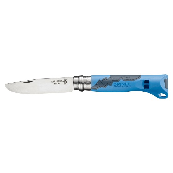 Opinel - "Outdoor Junior" Zsebkés síppal N°07, rozsdamentes acél, 8cm, Blue 