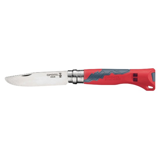 Opinel - "Outdoor Junior" Zsebkés síppal N°07, rozsdamentes acél, 8cm, Red