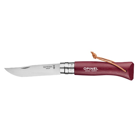 Opinel - "Colorama" N°08 zsebkés, rozsdamentes acél, 8,5 cm, Garnet 