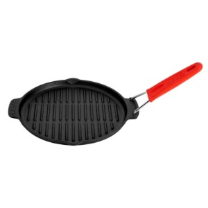 Lava - 23 cm -es kerek grill serpenyő  - piros nyéllel