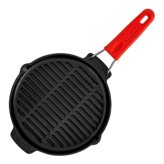 Lava - 23 cm -es kerek grill serpenyő  - piros nyéllel