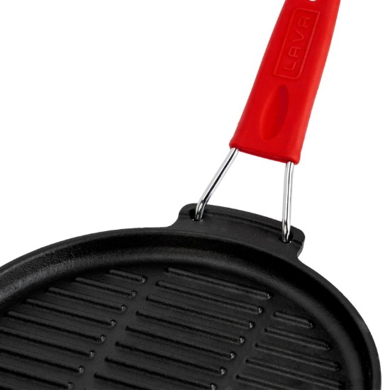 Lava - 23 cm -es kerek grill serpenyő  - piros nyéllel