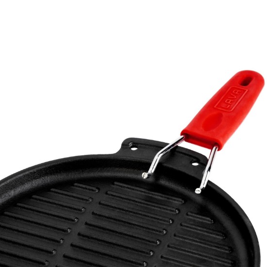 Lava - 23 cm -es kerek grill serpenyő  - piros nyéllel