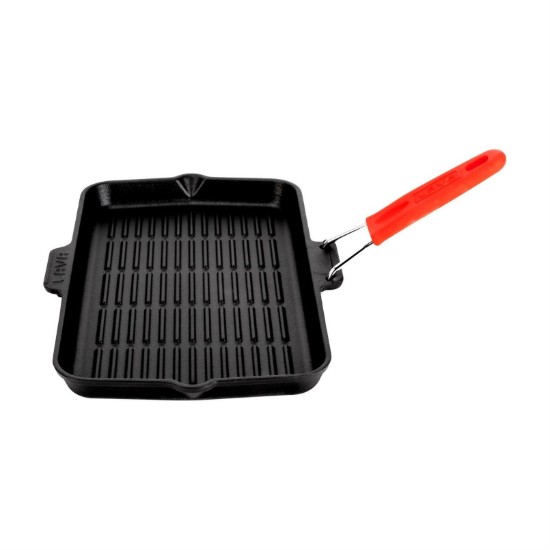 Grill serpenyő, öntöttvas, 36 x 21 cm, piros - LAVA