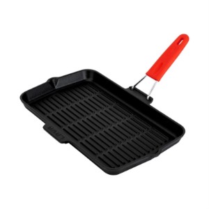 Grill serpenyő, öntöttvas, 36 x 21 cm, piros - LAVA