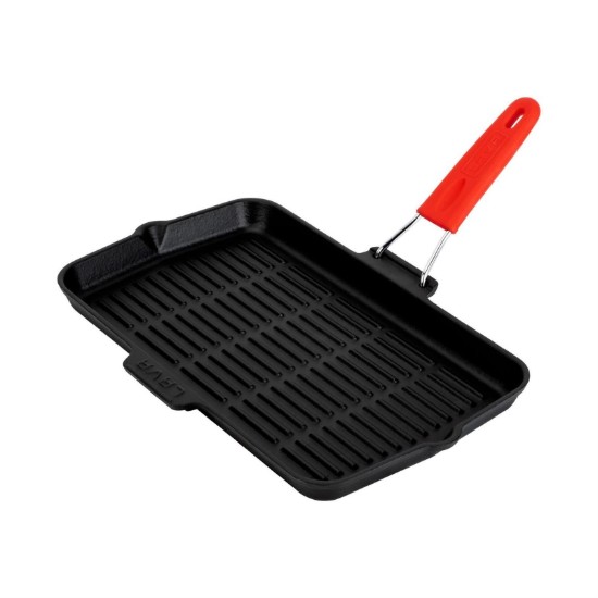 Grill serpenyő, öntöttvas, 36 x 21 cm, piros - LAVA