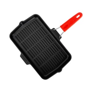Grill serpenyő, öntöttvas, 36 x 21 cm, piros - LAVA