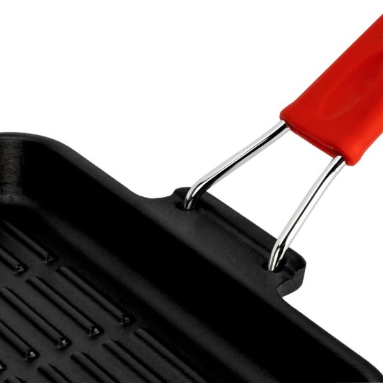Szögletes grillserpenyő, 24 x 24 cm, piros fogantyú - LAVA