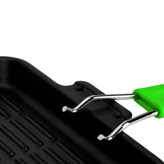 Négyzet alakú grillserpenyő, öntöttvas, 24 x 24 cm, zöld nyéllel - LAVA