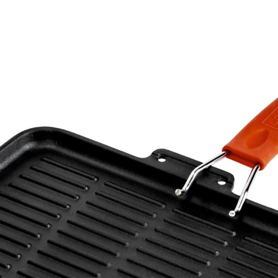 LAVA ~ 21 x 30 cm-es narancssárga nyelű öntöttvas grill serpenyő
