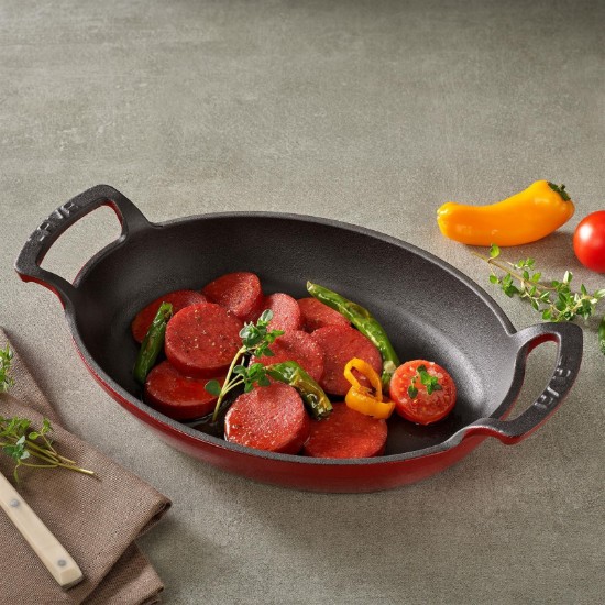 Lava Óvális öntöttvas tál, 23 x 17, piros