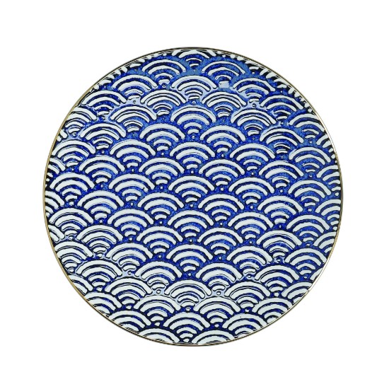 Porcelántányér, 22 cm, "Satori", Seigaiha Wave - Mikasa