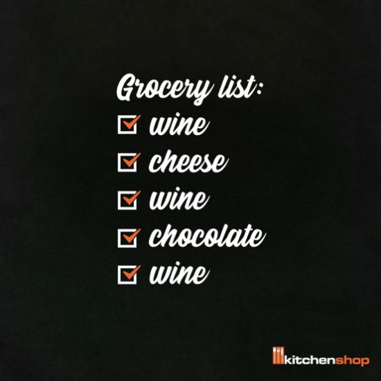 Tarisznya - "Grocery list: wine, cheese, wine, chocolate, wine"