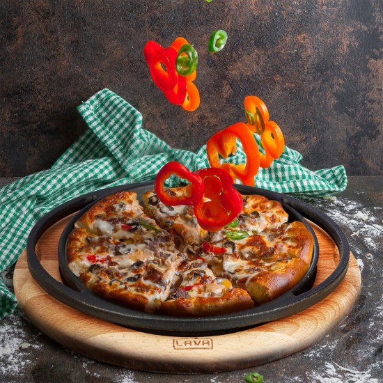 Pizza/palacsintasütő fa állvánnyal, 20 cm - LAVA
