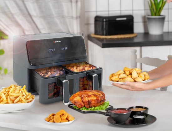 Zokura - Dupla forrólevegős sütő, 8L, 1350+1350 W 