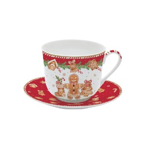 Bögre csészealjjal, porcelán, 400 ml, "Fancy Gingerbread" - Nuova R2S