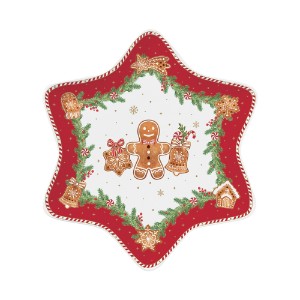 Csillag alakú tál, porcelán, 22,5 × 22,5 cm, "Fancy Gingerbread" - Nuova R2S