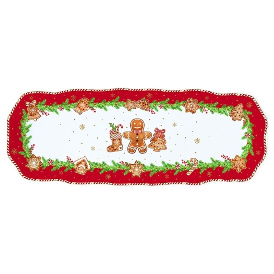 Porcelán tálaló, 37 × 14 cm, "Fancy Gingerbread" - Nuova R2S