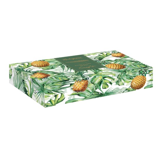 Tál, porcelán, ananász alakú, 30 x 19 cm, sárga-zöld - Easy Life