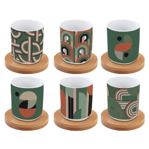 6 db-os csésze és csészealj készlet, porcelán, 70 ml, "Geometrical" - Easy Life