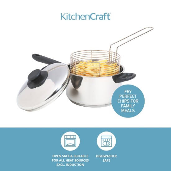 Lábas fedővel és sütőkosárral, 20cm/3 liter, rozsdamentes acél - Kitchen Craft - Kitchen Craft