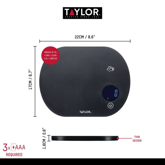 Taylor Pro -  5,5 kg-ig használható konyhai mérleg
