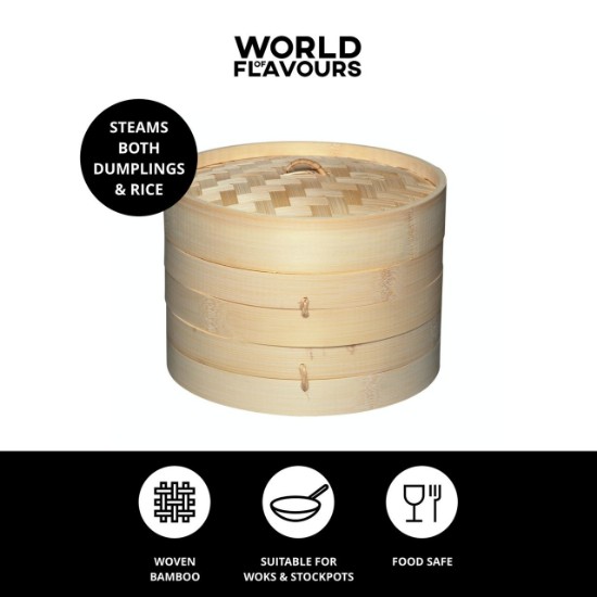 Kitchen Craft - 20 cm átmérőjű bambusz gőzfőző (pároló) készlet