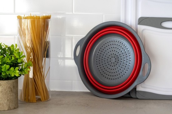 Összecsukható szűrőedény, 24 cm, piros - Colourworks