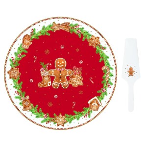 Tortatálaló és spatula készlet, porcelán, 32 cm, "Fancy Gingerbread" - Nuova R2S