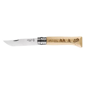 N°08 zsebkés, rozsdamentes acél, 8,5 cm, "Engraved" - Opinel