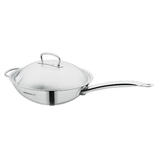 Wok serpenyő, rozsdamentes acél, 32 cm / 5,2 L, "Proline" - Korkmaz