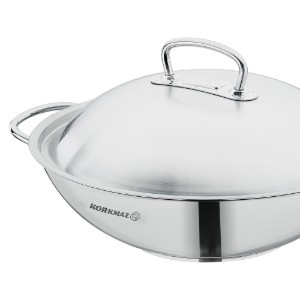 Wok serpenyő, rozsdamentes acél, 32 cm / 5,2 L, "Proline" - Korkmaz