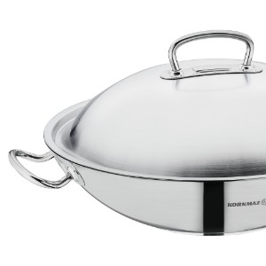 Wok serpenyő, rozsdamentes acél, 36 cm / 6,8 L, "Proline" - Korkmaz