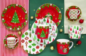 4 db kávéscsésze készlet, porcelán, 100 ml, "JINGLE BELLS" - Easy Life