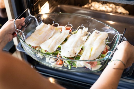Ovális sütőedény rácsos, hőálló üveggel, 4 l, "Let's Share" - Pyrex