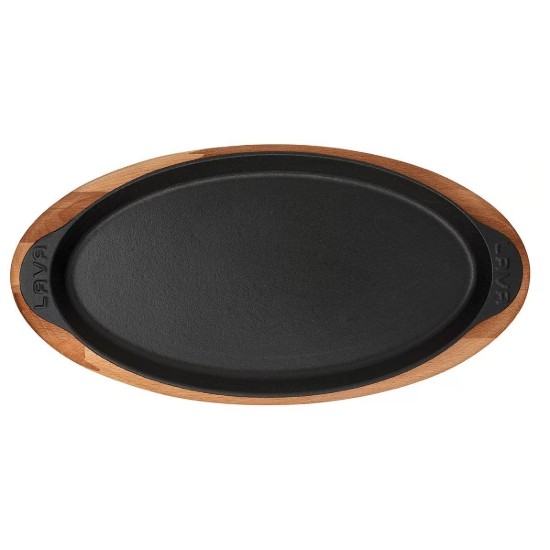 Öntöttvas haltálca, 29 x 15 cm, fa állóval - LAVA