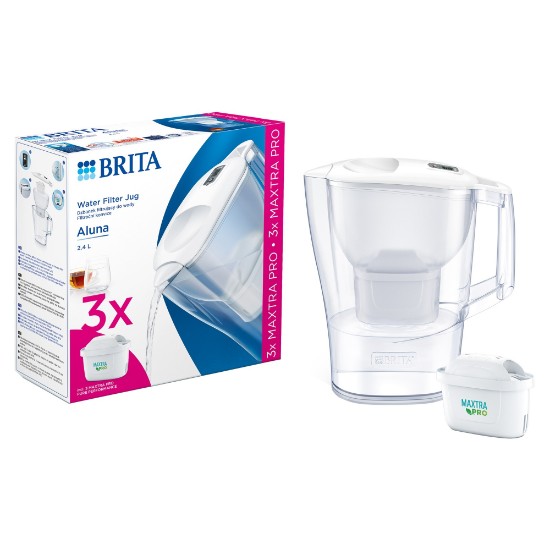 Vízszűrő kezdőcsomag BRITA Aluna 2,4 L (fehér) + 3 szűrő Maxtra PRO