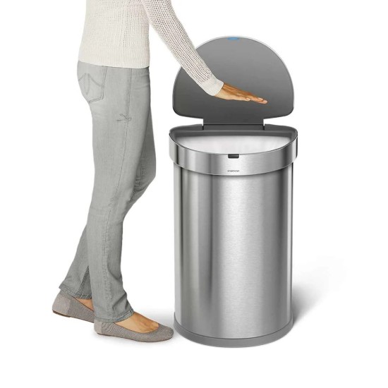 Simplehuman - 45 litres félkör alakú rozsdamentes acél szemetes; érzékelővel