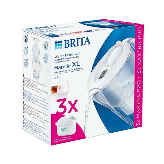 BRITA Marella XL 3,5 literes kezdőcsomag + 3 Maxtra PRO szűrő (fehér)