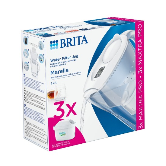 BRITA Marella 2.4L kezdőcsomag + 3 Maxtra PRO szűrő (fehér)