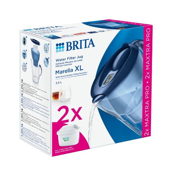 BRITA Marella XL 3,5 literes kezdőcsomag + 2 Maxtra PRO szűrő (kék)
